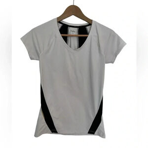 5/20$ Hyba black white and  gold running shirt size XS